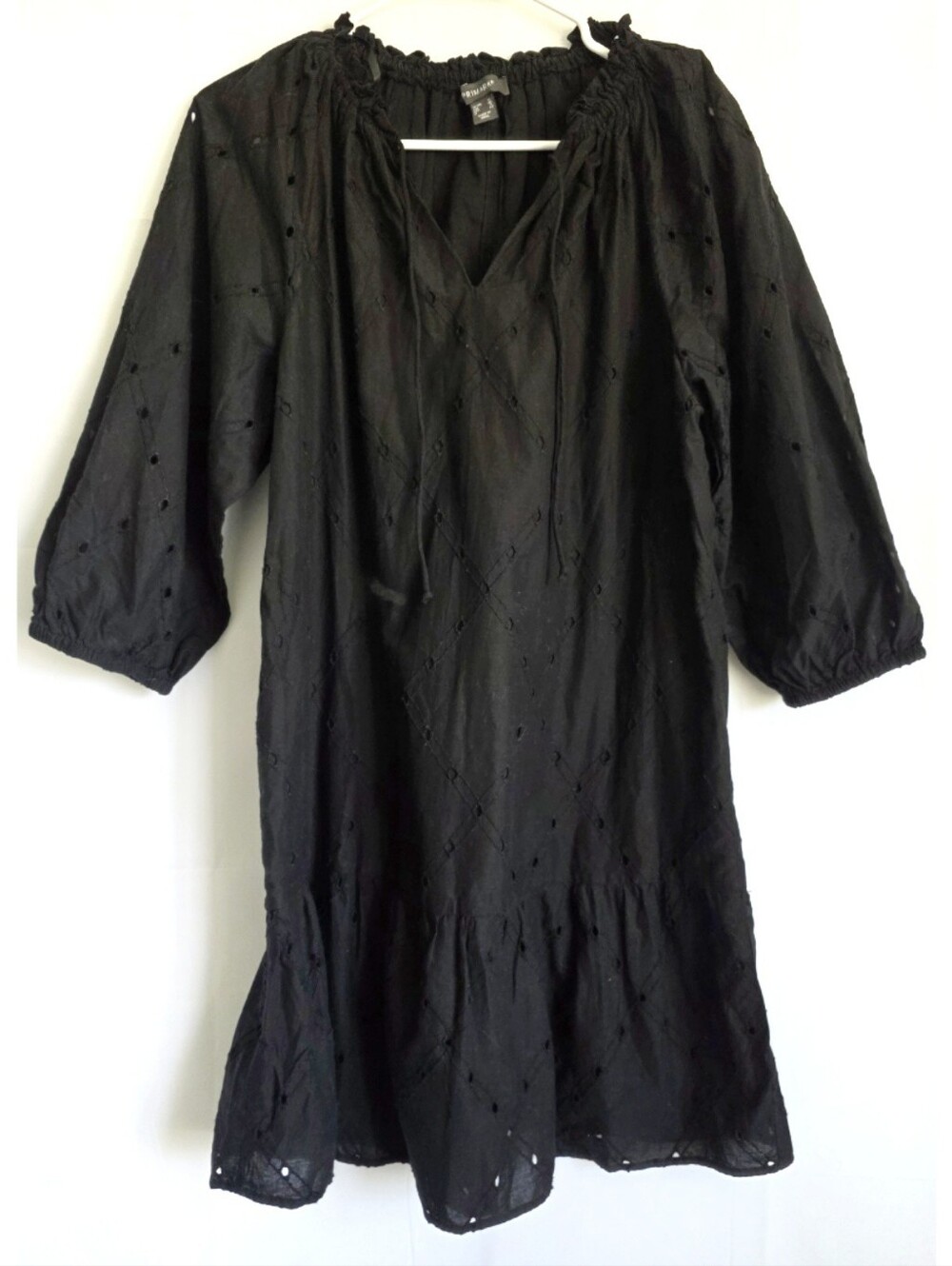 PRIMARK Eyelet Cotton Ruffle Dress Drawstring Neckline 8